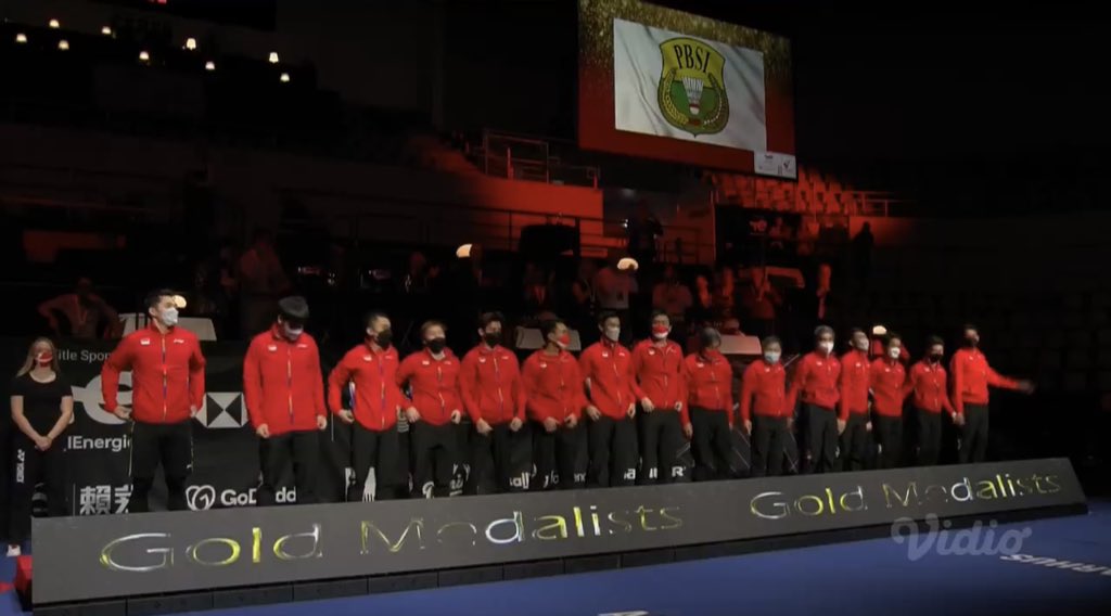 Bukan Bendera Indonesia, Bendera PBSI yang Berkibar Setelah Atlet Bulutangkis Menang Thomas Cup 2020 di Denmark